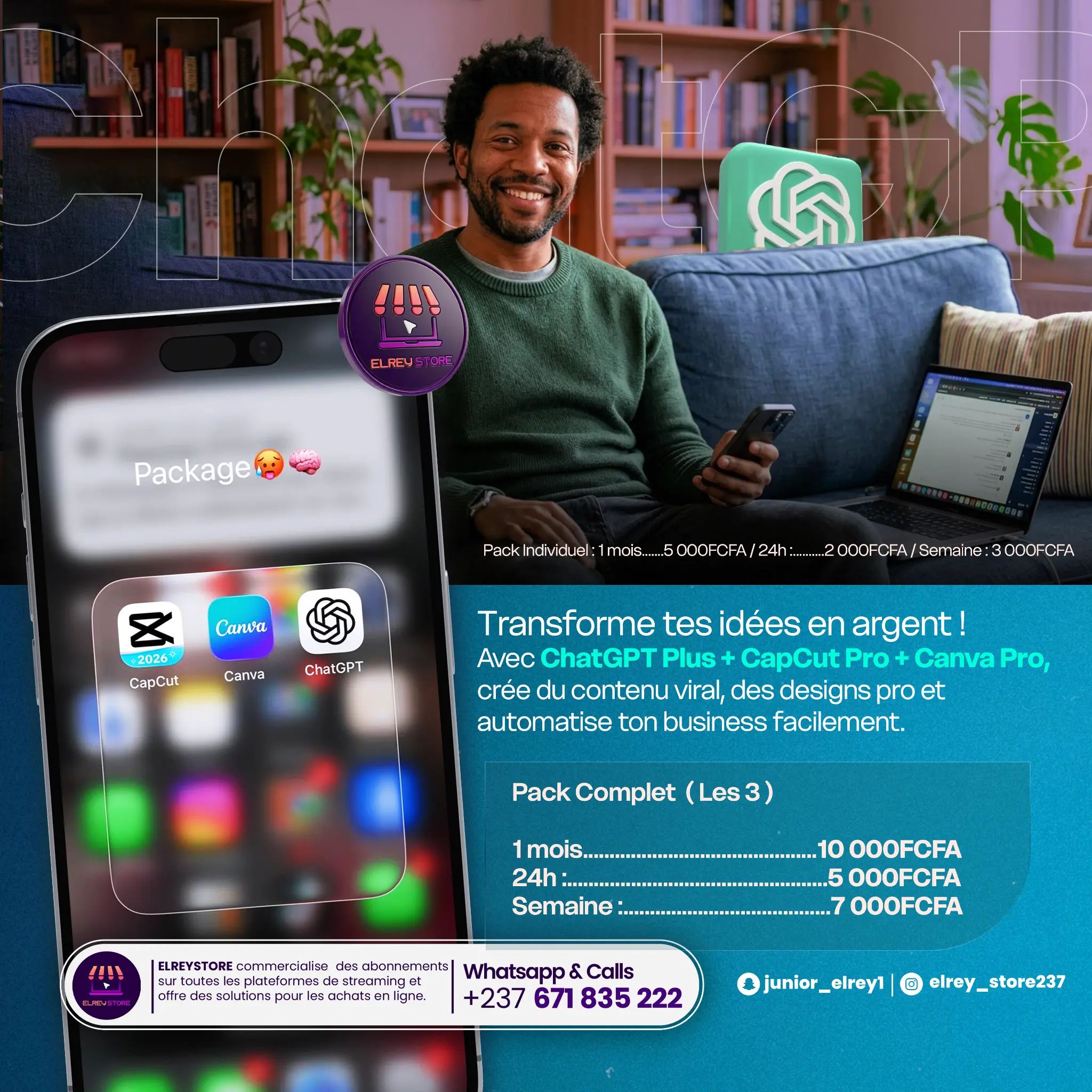 CapCut Pro + ChatGPT Plus + Canva Pro